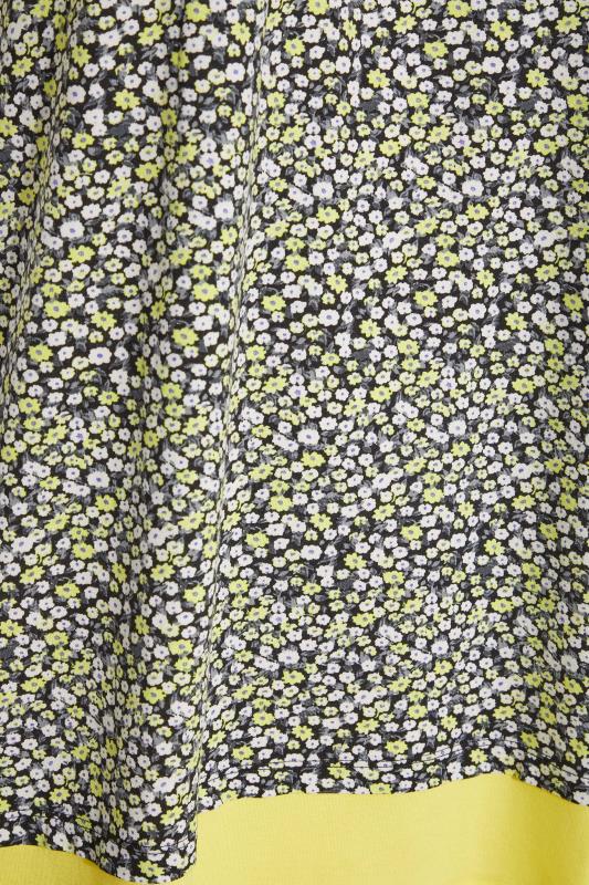 Plus Size Yellow Ditsy Print Contrast Trim Tunic Top | Yours Clothing 5
