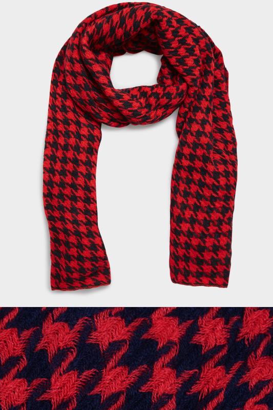 Red Dogtooth Check Scarf | Yours Clothing 3