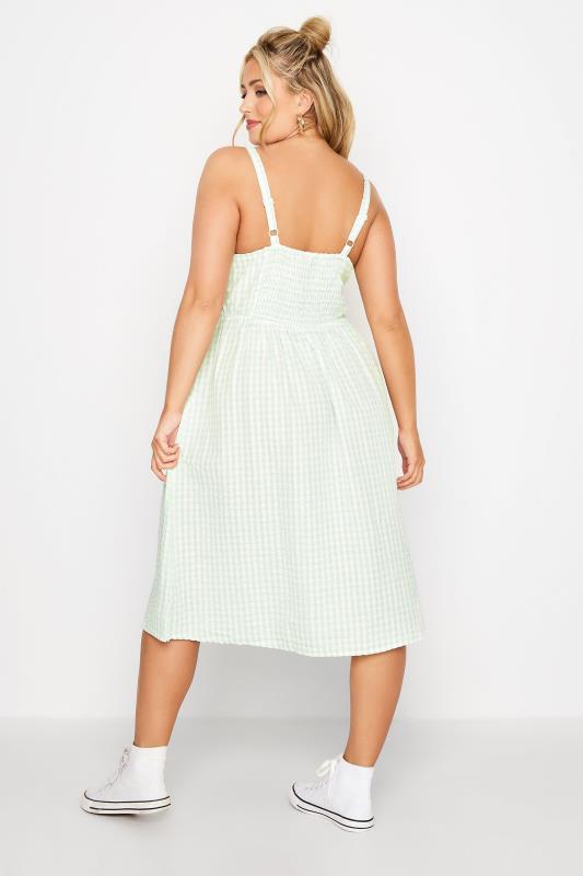 LIMITED COLLECTION Plus Size Green Gingham Button Front Sundress | Yours Clothing  3