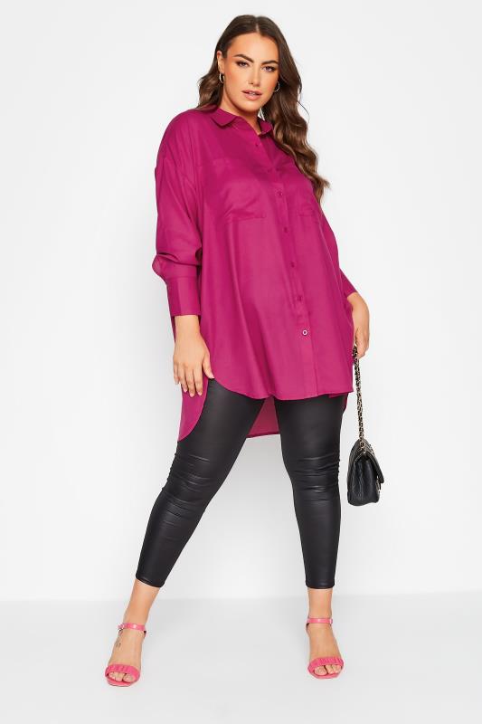 Plus Size Pink Oversized Boyfriend Shirt | Yours Clothing 2