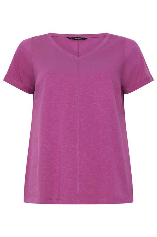 EVANS Plus Size Purple Cotton T-Shirt | Evans 5