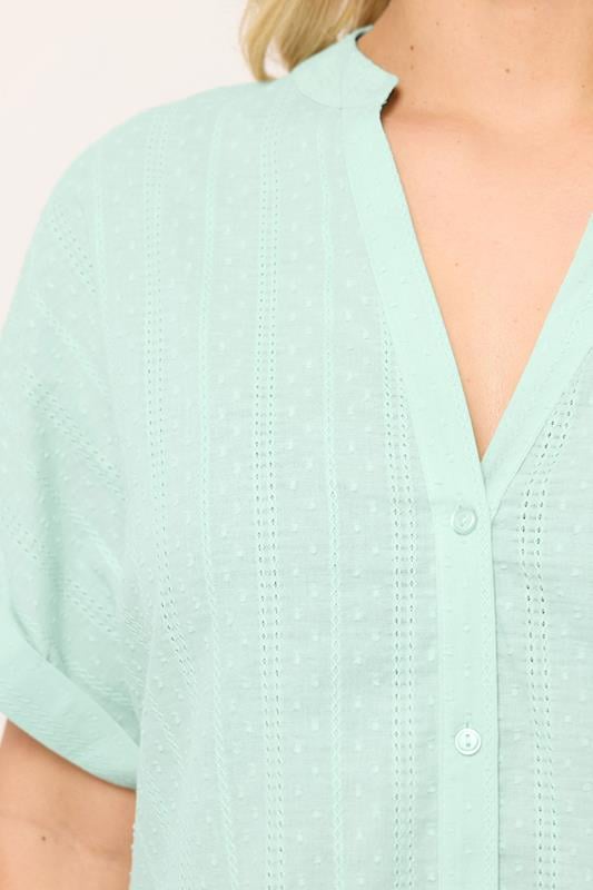 YOURS Plus Size Green Dobby Textured Blouse | Yours Clothing 4