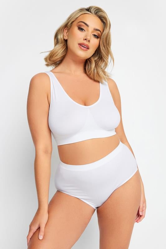 YOURS Plus Size White Seamless Light Control Full Briefs | Yours Clothing 1