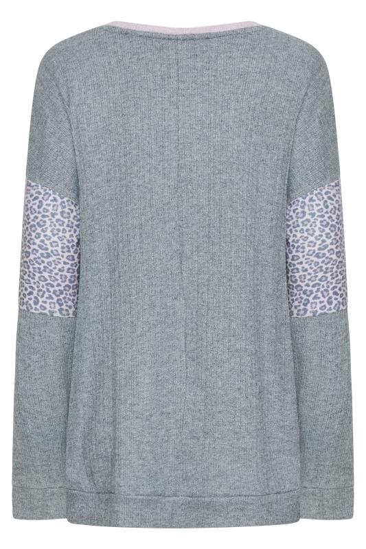 LTS Tall Women's Grey Animal Print Colour Block Sweatshirt | Long Tall Sally 6