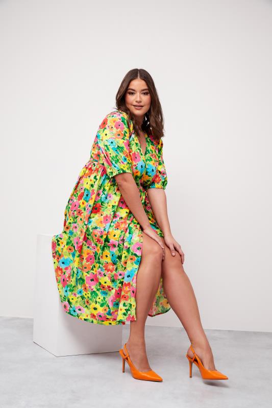 LIMITED COLLECTION Plus Size Curve Green Floral Midaxi Dress | Yours Clothing 6