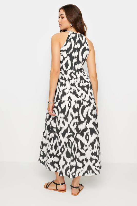 LTS Tall Black & White Cotton Abstract Print Halterneck Dress| Long Tall Sally 3