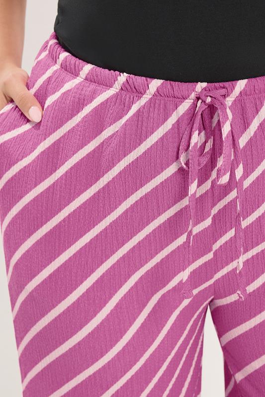 YOURS Plus Size Pink Striped Crinkle Culottes | Yours Clothing 4