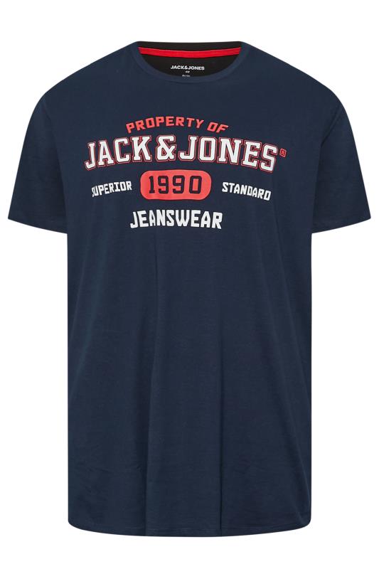 JACK & JONES Big & Tall 3 Pack Black & White Printed Logo T-Shirts | BadRhino 7