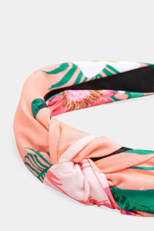 Pink Tropical Print Knot Headband | Yours Clothing  4