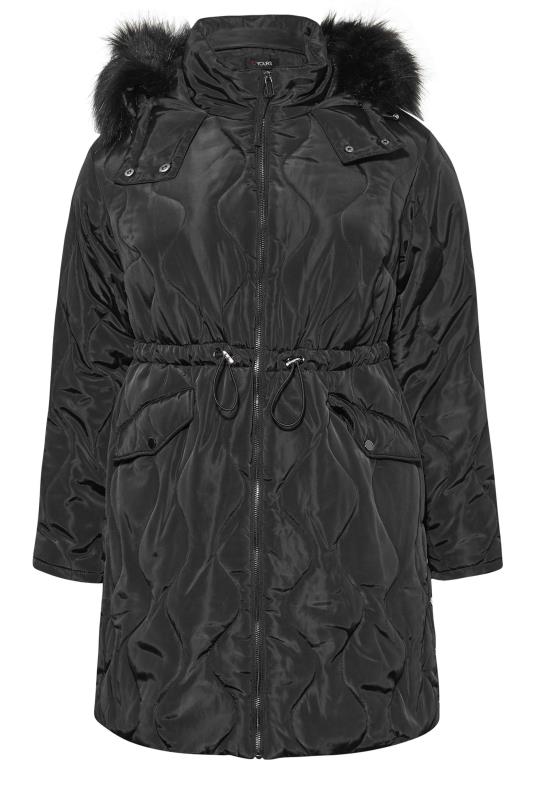 Plus Size Black Quilted Puffer Coat | Yours Clothing 6