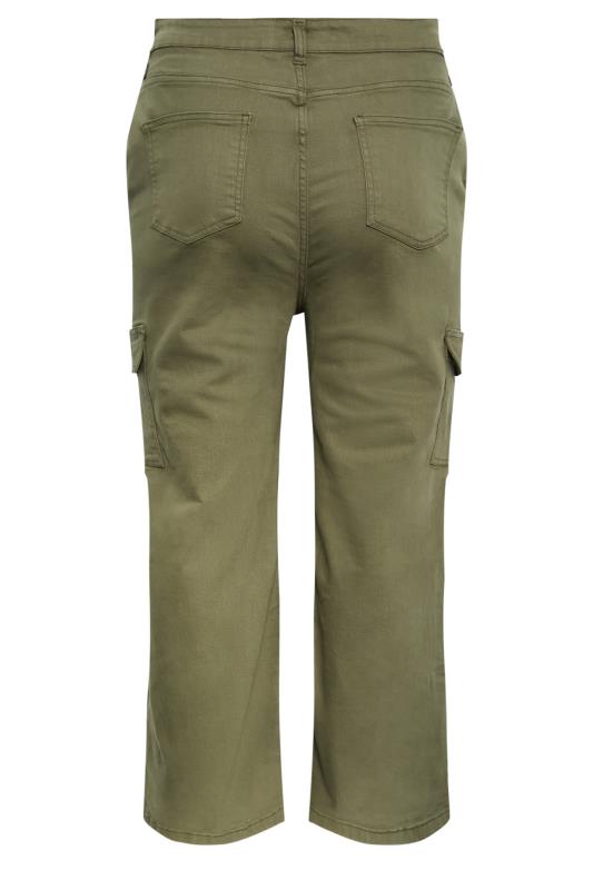 YOURS Curve Plus Size Khaki Green Wide Leg Pocket Cargo Trousers | Yours Clothing  8