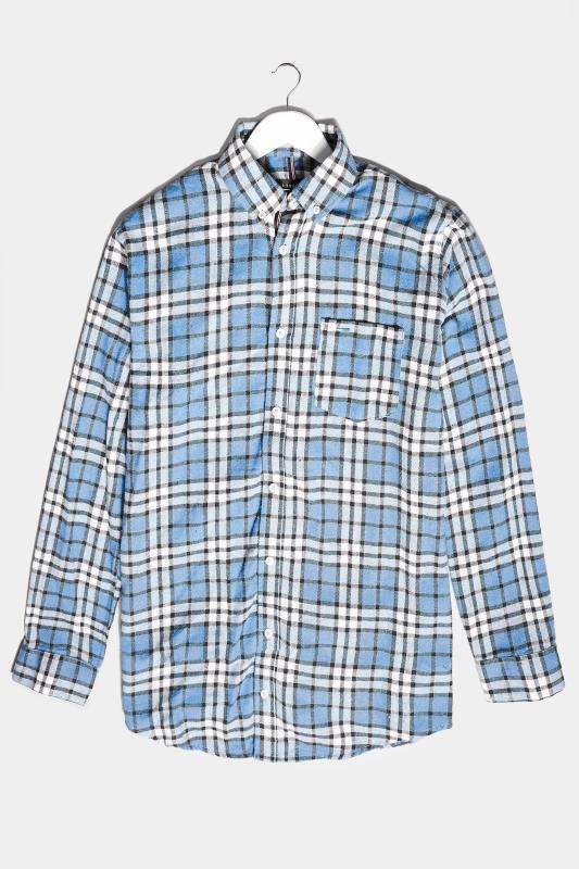 BadRhino Big & Tall Blue Brushed Cotton Flannel Check Shirt 2