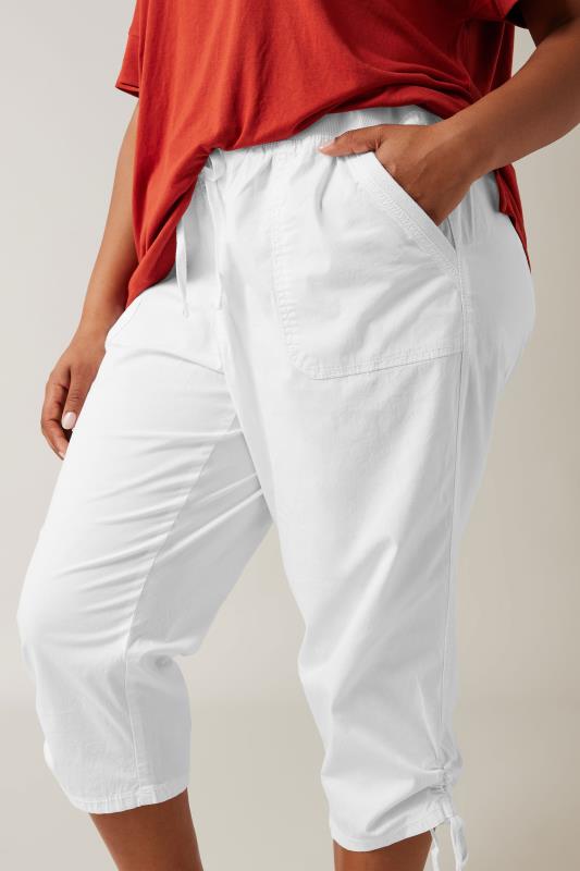 Evans White Cool Cotton Cropped Trousers 4
