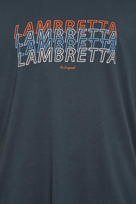 LAMBRETTA Big & Tall Plus Size Navy Blue 'Lambretta' Slogan T-Shirt | BadRhino  2