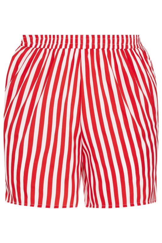 YOURS Plus Size Red Stripe Print Shorts | Yours Clothing 5