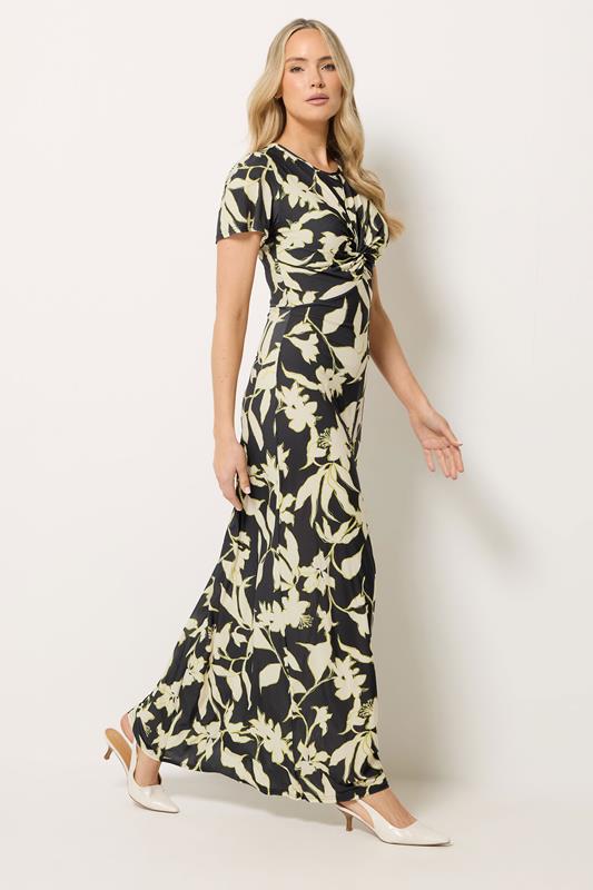 LTS Tall Black Floral Twist Front Maxi Dress | LongTallSally 1