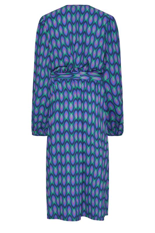 LTS Tall Blue Geometric Print Wrap Dress 7