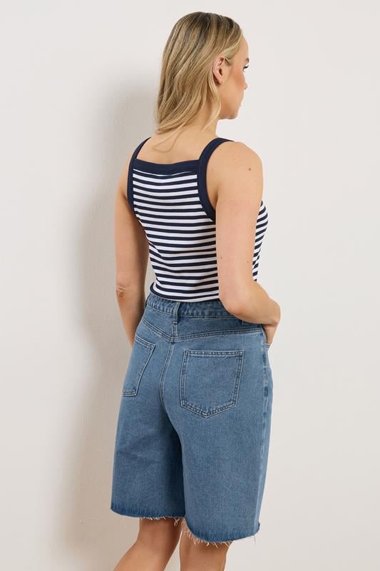 LTS Tall Women's Mid Blue Denim Bermuda Cotton Shorts | Long Tall Sally 4