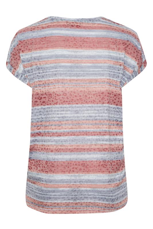 YOURS Plus Size Curve Pink & Blue Stripe Animal Print T-Shirt | Yours Clothing  7