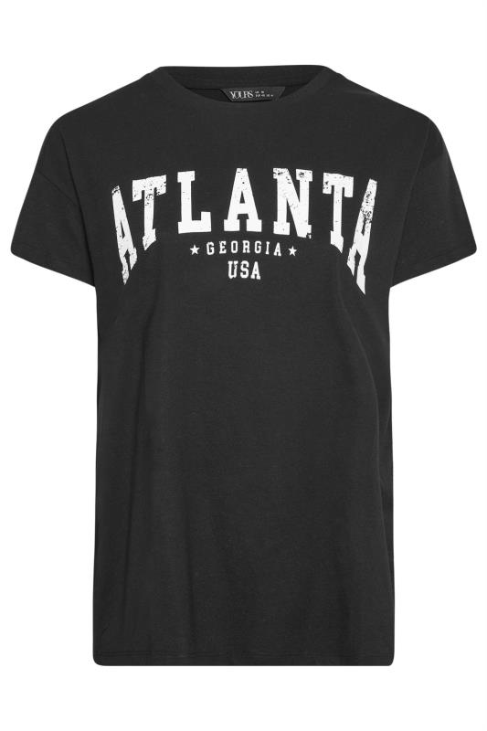 YOURS Curve Black 'Atlanta' Slogan T-Shirt | Yours Clothing  5