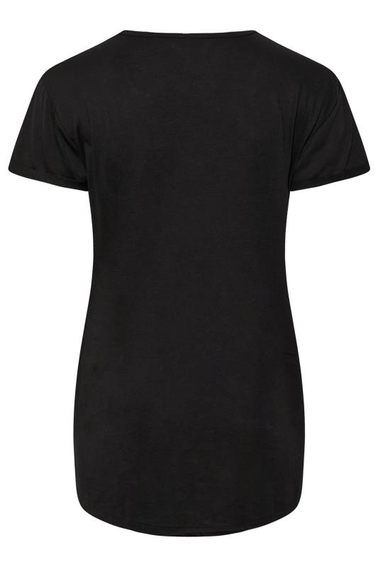 Plus Size Black 'Ho Ho Ho' Glitter Slogan Christmas T-Shirt | Yours Clothing 7