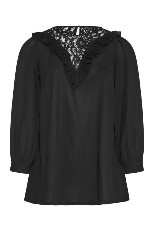 LIMITED COLLECTION Curve Black Chevron Lace Insert Blouse_F.jpg