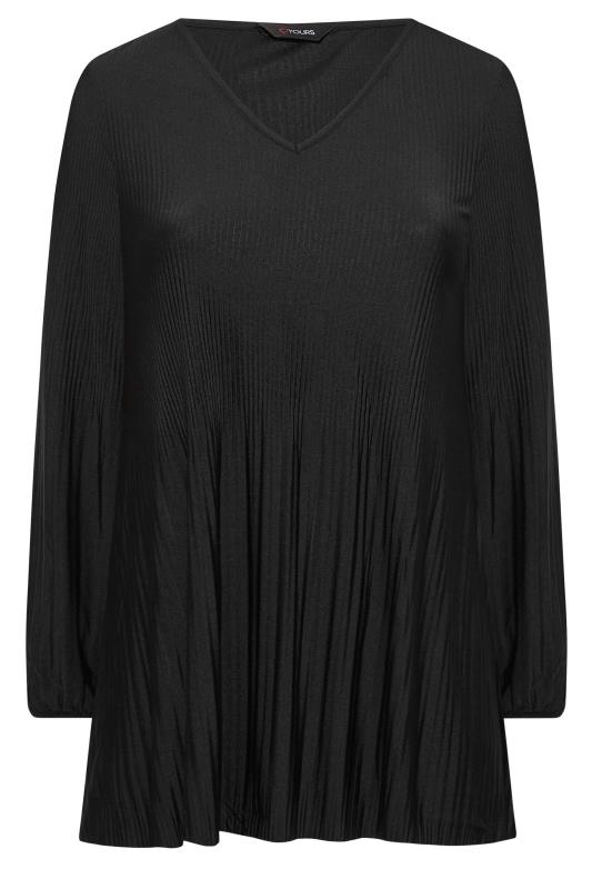 Curve Plus Size Black Long Sleeve Pleated Swing Top | Yours Clothing 6