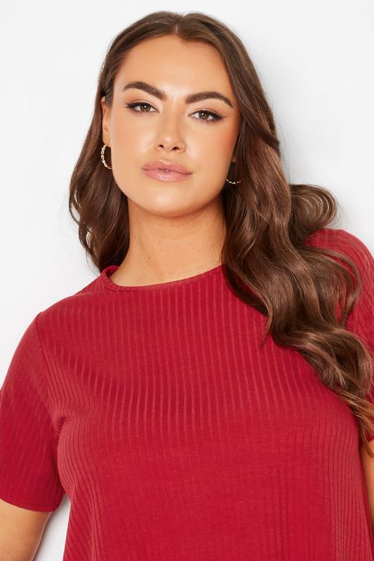 LIMITED COLLECTION Plus Size Red Ribbed Swing Top | Yours Clothing 4