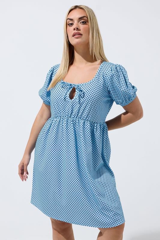  LIMITED COLLECTION blauwe mini-jurk met stippen