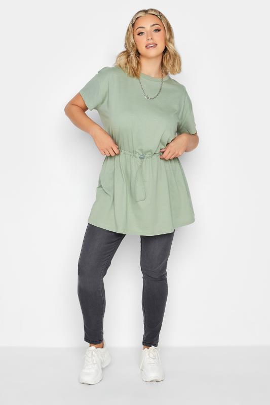 LIMITED COLLECTION Plus Size Green Toggle Tunic Top | Yours Clothing 2
