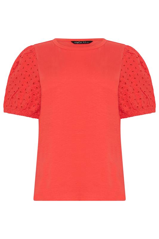 M&Co Orange Broderie Cotton Puff Sleeve Top | M&Co 5