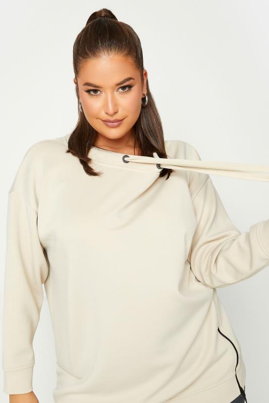 YOURS Curve Plus Size Cream Side Split Sweatshirt | Yours Clothing  5