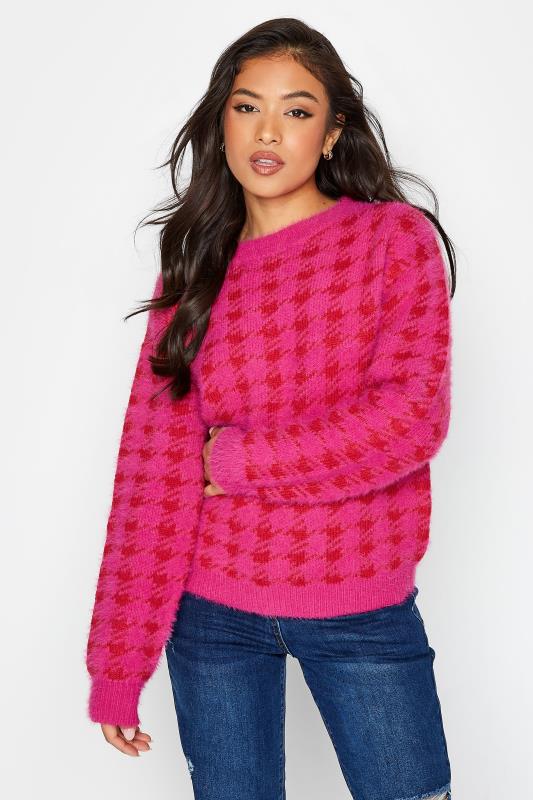 Petite  Petite Pink Dogtooth Check Jumper