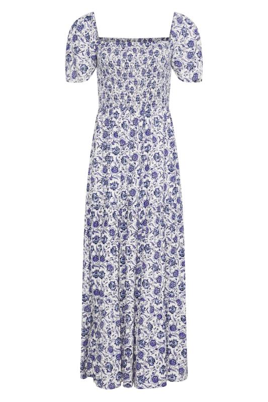 LTS Tall Blue Floral Print Shirred Maxi Dress 6