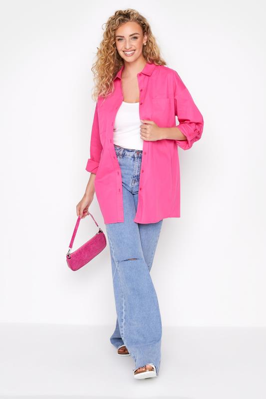 LTS Tall Hot Pink Oversized Cotton Shirt 3