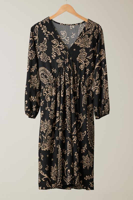 EVANS Plus Size Black Paisley Print Crepe Midi Dress | Evans 5