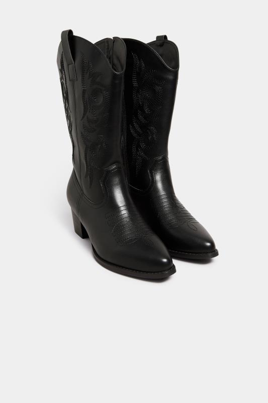 LIMITED COLLECTION Black Cowboy Boots in Extra Wide EEE Fit | Yours Clothing 2