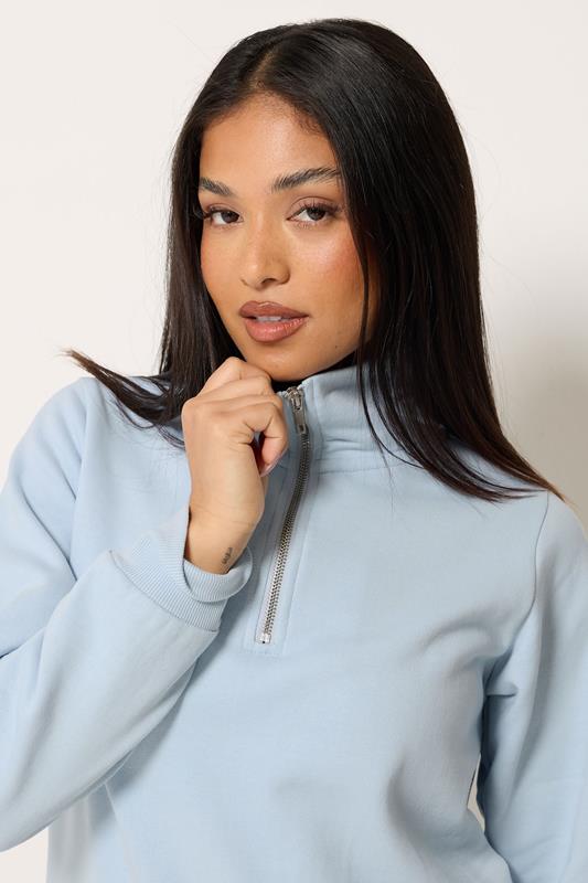M&Co Petite Light Blue Quarter Zip Sweatshirt | M&Co 4