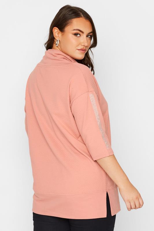 Plus Size Pink Stud Sleeve Sweatshirt | Yours Clothing 3