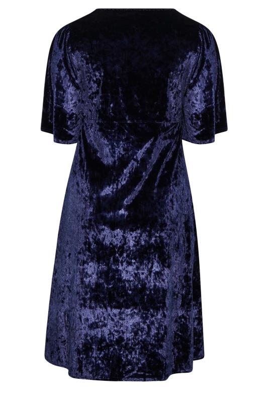 BUMP IT UP MATERNITY Plus Size Navy Blue Velvet Midi Wrap Dress | Yours Clothing 7