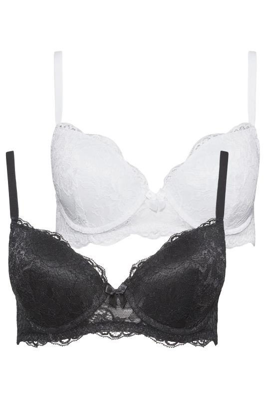 2 PACK Tall Black & White Lace T-Shirt Bras 8