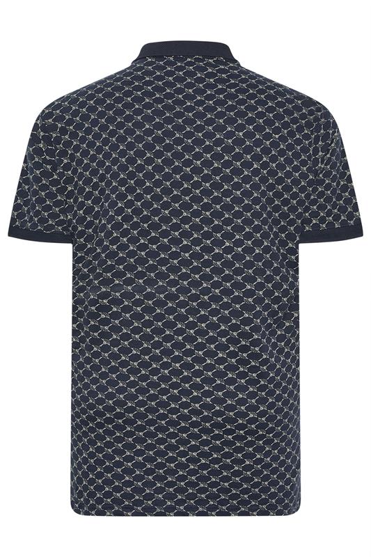 D555 Big & Tall Navy Blue Jacquard Polo Shirt | BadRhino 4