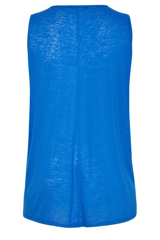 Plus Size Cobalt Blue Burnout Tie Neck Vest Top | Yours Clothing  7