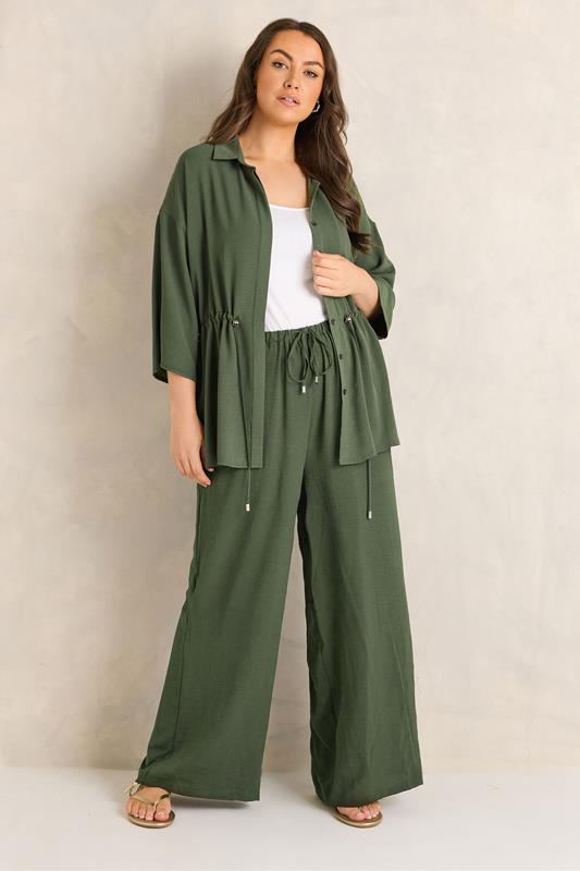 EVANS Plus Size Khaki Green Collared Shacket | Evans  2