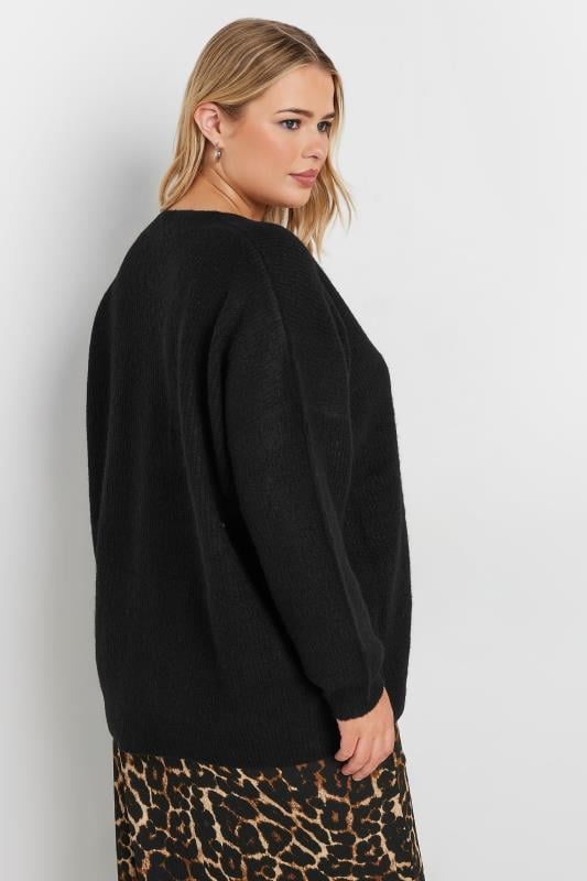 YOURS Plus Size Black Knitted Toggle Cardigan | Yours Clothing 4