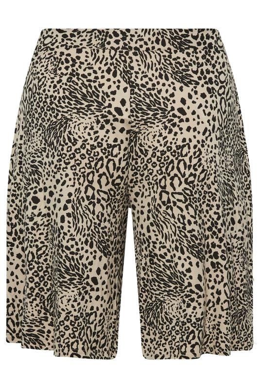 YOURS Curve Plus Size Stone Brown Leopard Print Jersey Shorts | Yours Clothing  5