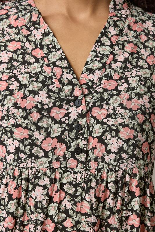 M&Co Black & Pink Floral Tiered Midi Dress | M&Co 4