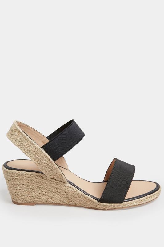Black Espadrille Wedge Sandals In Wide E Fit & Extra Wide EEE Fit