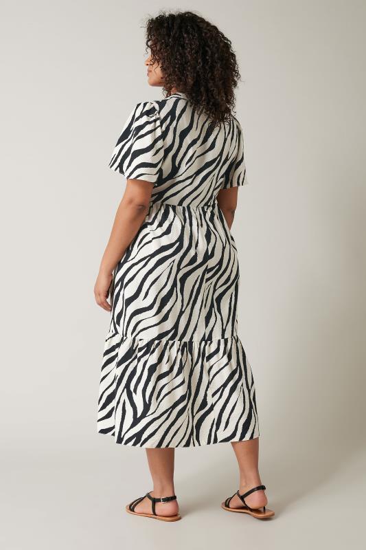 EVANS Plus Size Black & White Zebra Markings Midi Shirt Dress | Evans  4