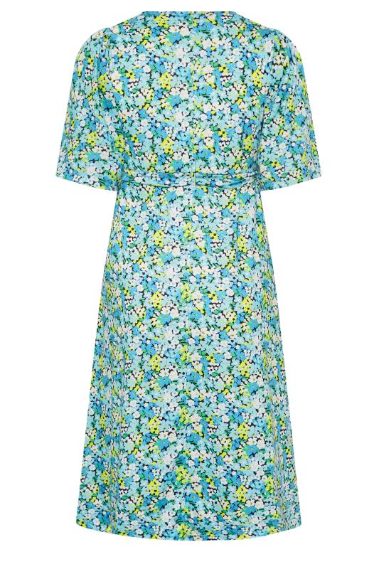 YOURS Plus Size Blue Floral Print Wrap Midi Dress | Yours Clothing 7